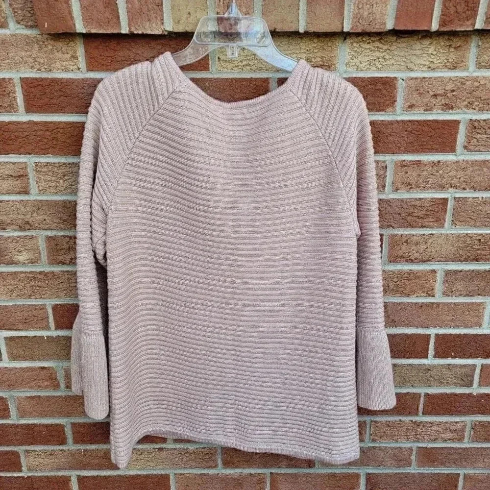Calvin Klein Pink Metallic Thread Sweater Women's Size Large Bell Sleeve - Picture 3 of 8
